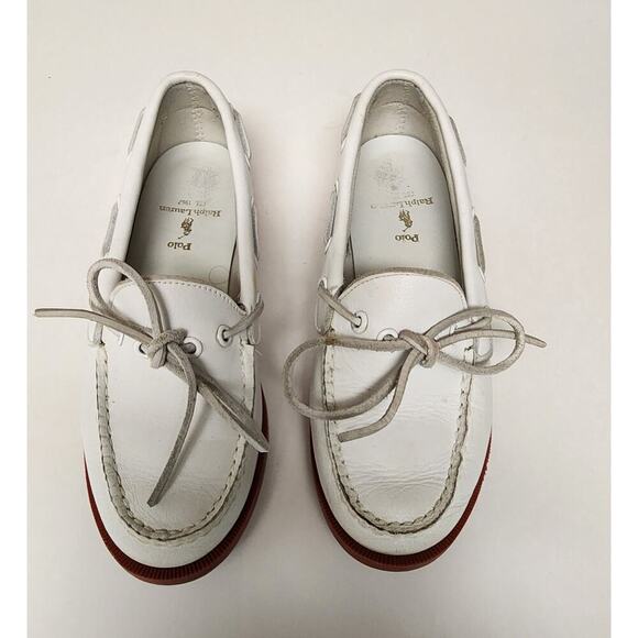 Ralph Lauren Vintage 1970s Youth Merton leather Camper Boat shoes Size 1M White - Picture 2 of 13